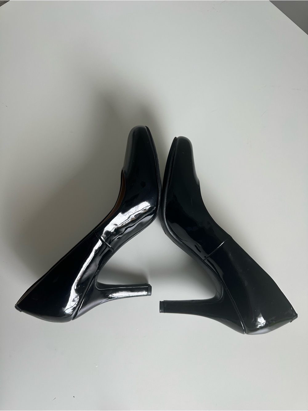 Kelly & Katie Black Patent Round Toe Stiletto Pumps | Classic Work Heels - Picture 9 of 16